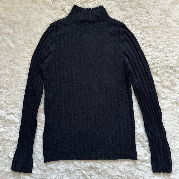 Madewell Sweater Alpaca-Blend Mockneck Sheer Ribbed Long Sleeve Black S NWT New - Picture 7 of 14